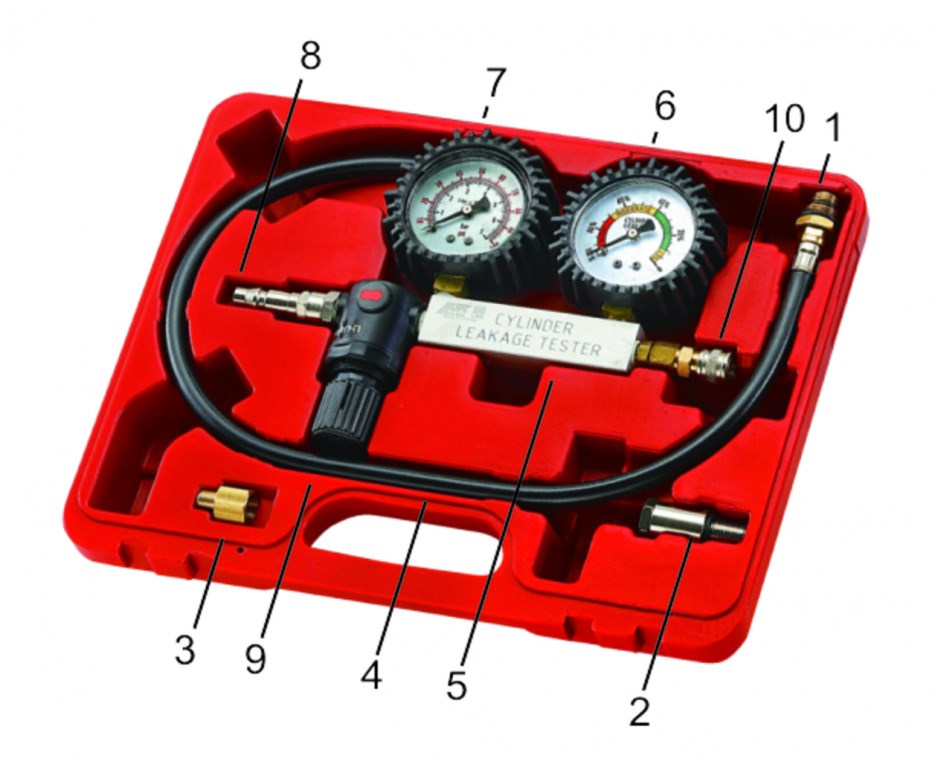 Набор инструментов для выявления утечек в цилиндрах, диапазон 0-100PSI, 0-700кПА в кейсе JTC